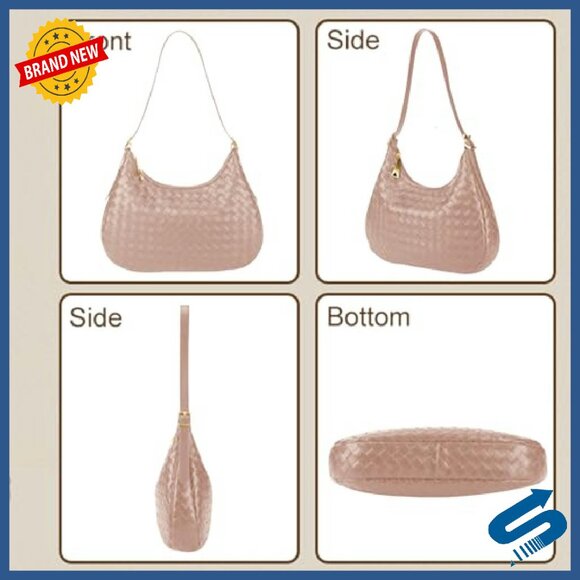 Woven Leather Crossbody Bag with Zipper Adjustable Strap Lightweight Tote - Picture 5 of 8